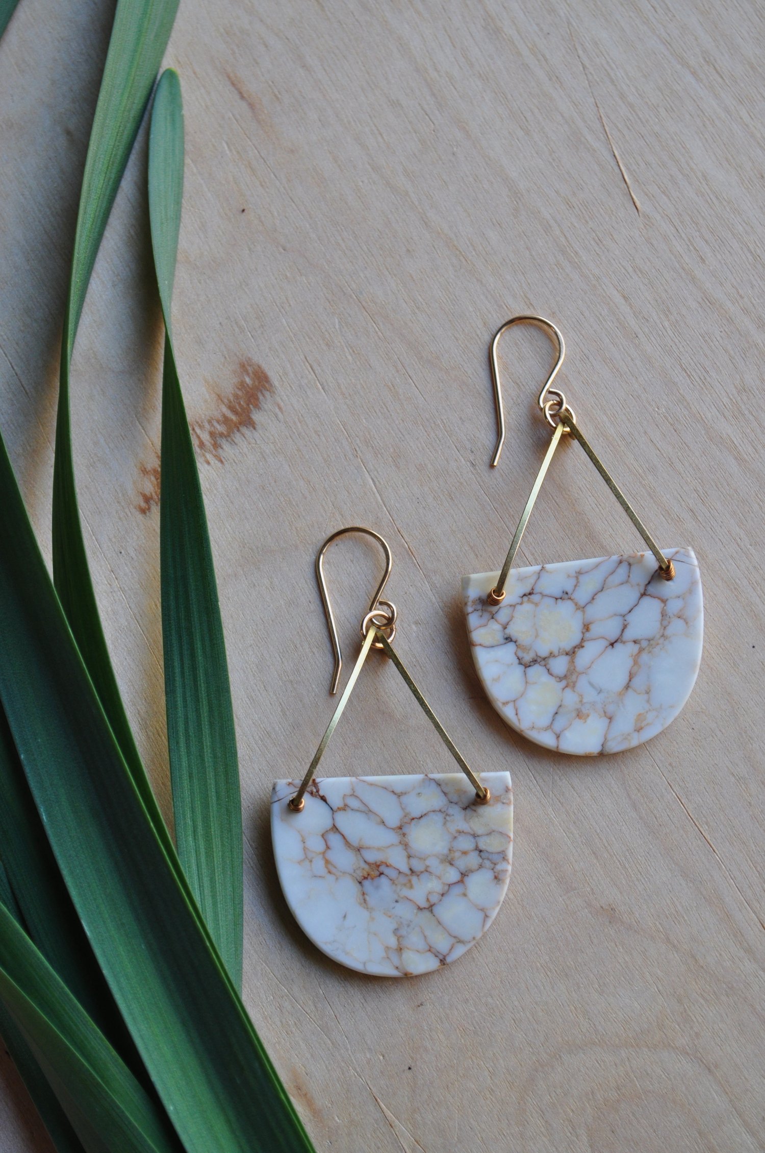 Image of OOAK Howlite Semi Oval Dangles