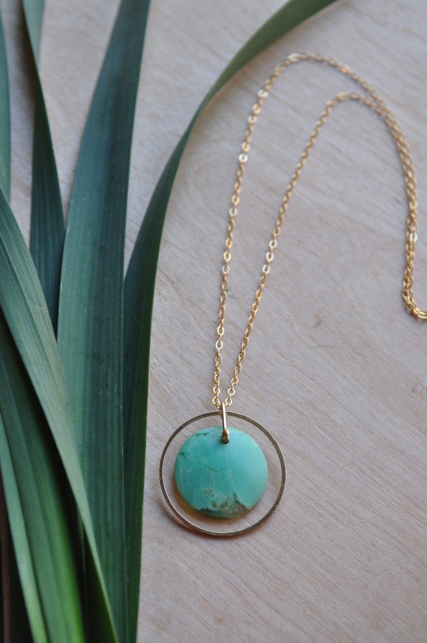 Image of OOAK Chrysoprase Coin Necklace