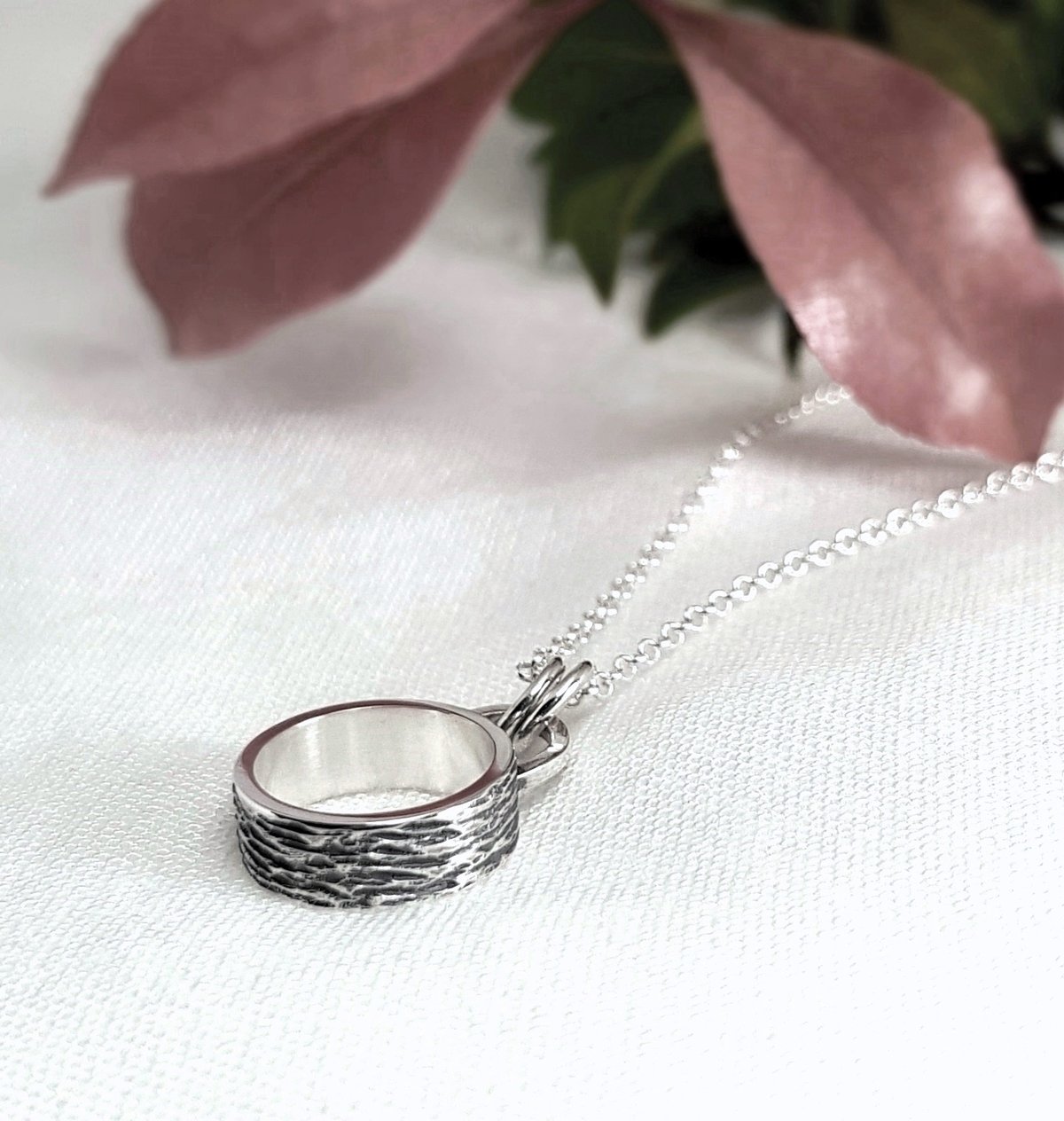 Image of Minimalist Silver Necklace, Handmade Sterling Silver Circle Pendant, Oxidised Pendant