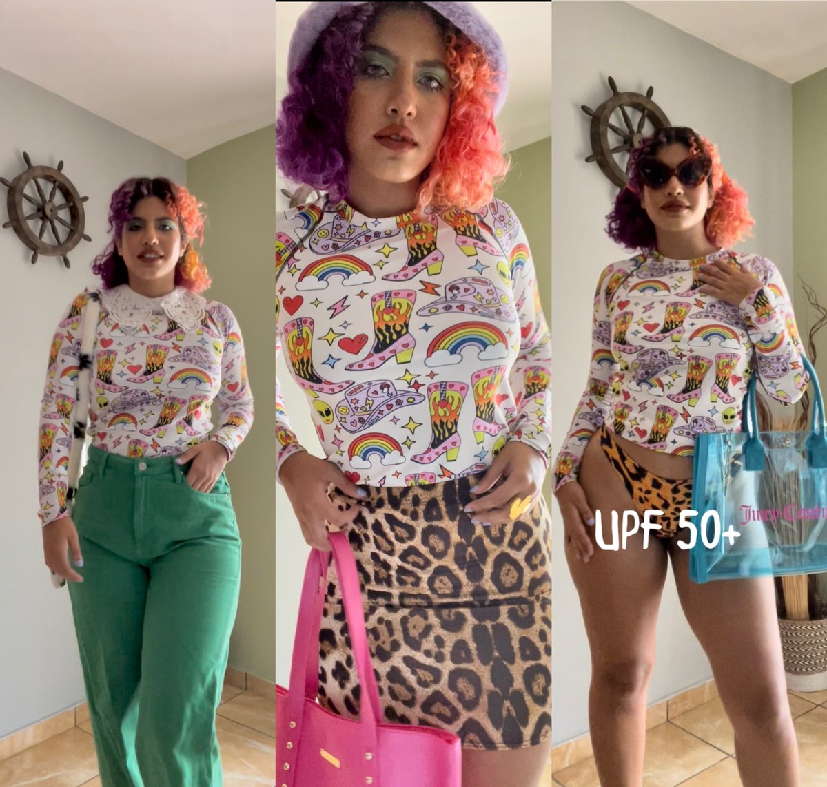 Space Cowgirl print long sleeve crop top | E.G. Atelier