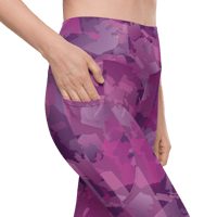 Image 1 of Pocketed, High Waist AK Pattern Leggings - Blueberry