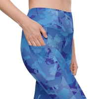 Image 1 of Pocketed, High Waist AK Pattern Leggings - Sky Blue