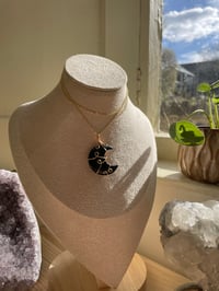 Image 4 of Black Obsidian Gold Moon Necklace