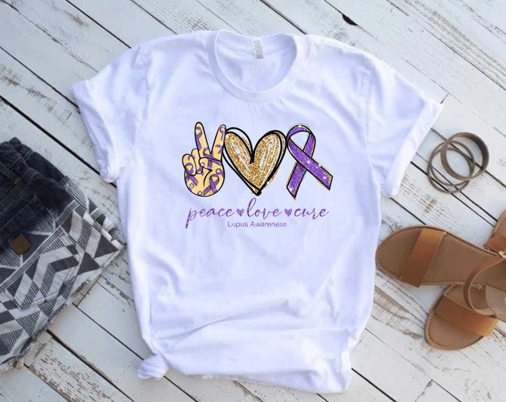 Image of Peace, Love, Cure Lupus Awarness Tee