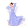 Pale Periwinkle Sheer "Beverly" Dressing Gown FINAL CLEARANCE SALE! Was $249.99, now $99.99