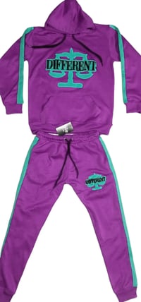 Image 1 of PURPLE (CHENILLE EMBROIDERED) "DIFFERENT" JOGGER SUIT