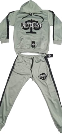 Image 1 of GREY (CHENILLE EMBROIDERED) "DIFFERENT" JOGGER SUIT
