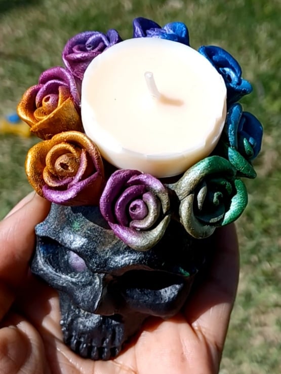 Image of Chakra Skull Tea-light Holder