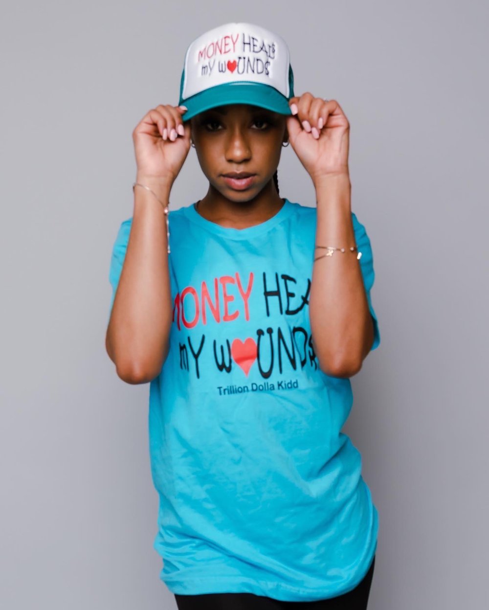 Baby blue Money Heals My Wounds tee