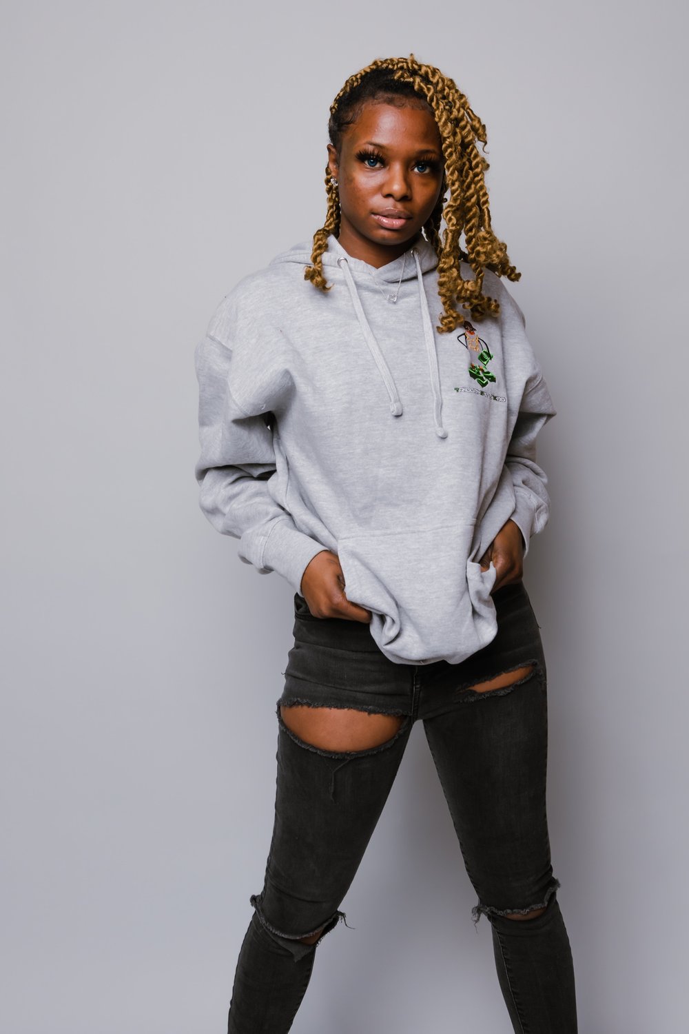 Gray TrillionDollaKidd hoodie 