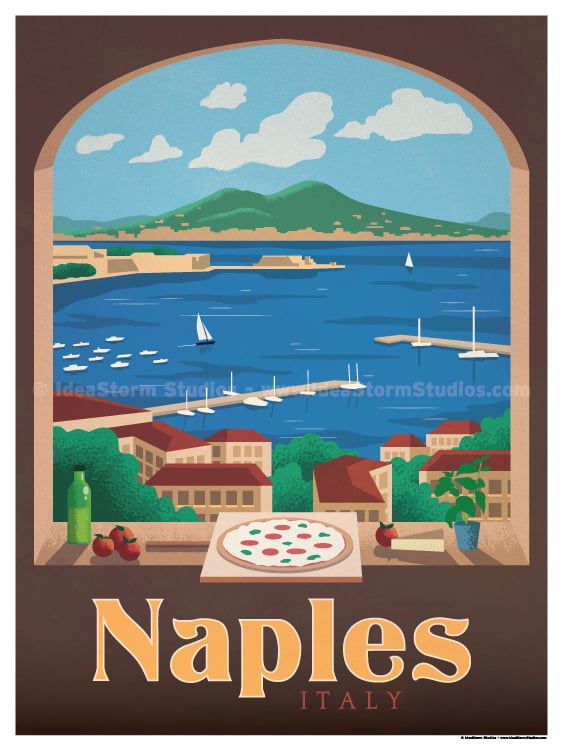 Naples, Italy print by Vintage Travel Collection