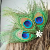 Image of Luxe Peacock Feather fascinator -Vintage glam-Bridal hairclip - Prom -Bridesmaids