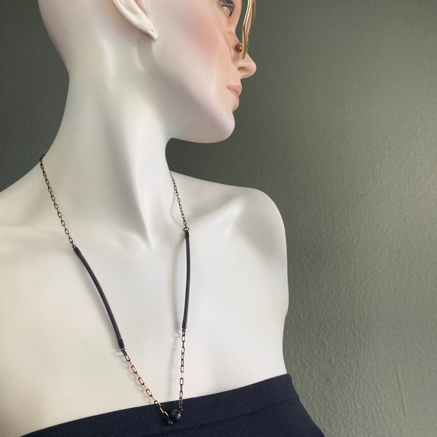Image of Black & Brass Convertible Eyeglass Chain/Necklace
