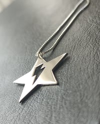 Image 3 of 'Flash' Lightning Bolt and Star Pendant Necklace (925 Silver)