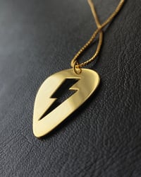 Image 1 of Gold Guitar Pick 'Flash' Lightning Bolt Necklace (925 Silver)