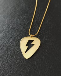 Image 4 of Gold Guitar Pick 'Flash' Lightning Bolt Necklace (925 Silver)