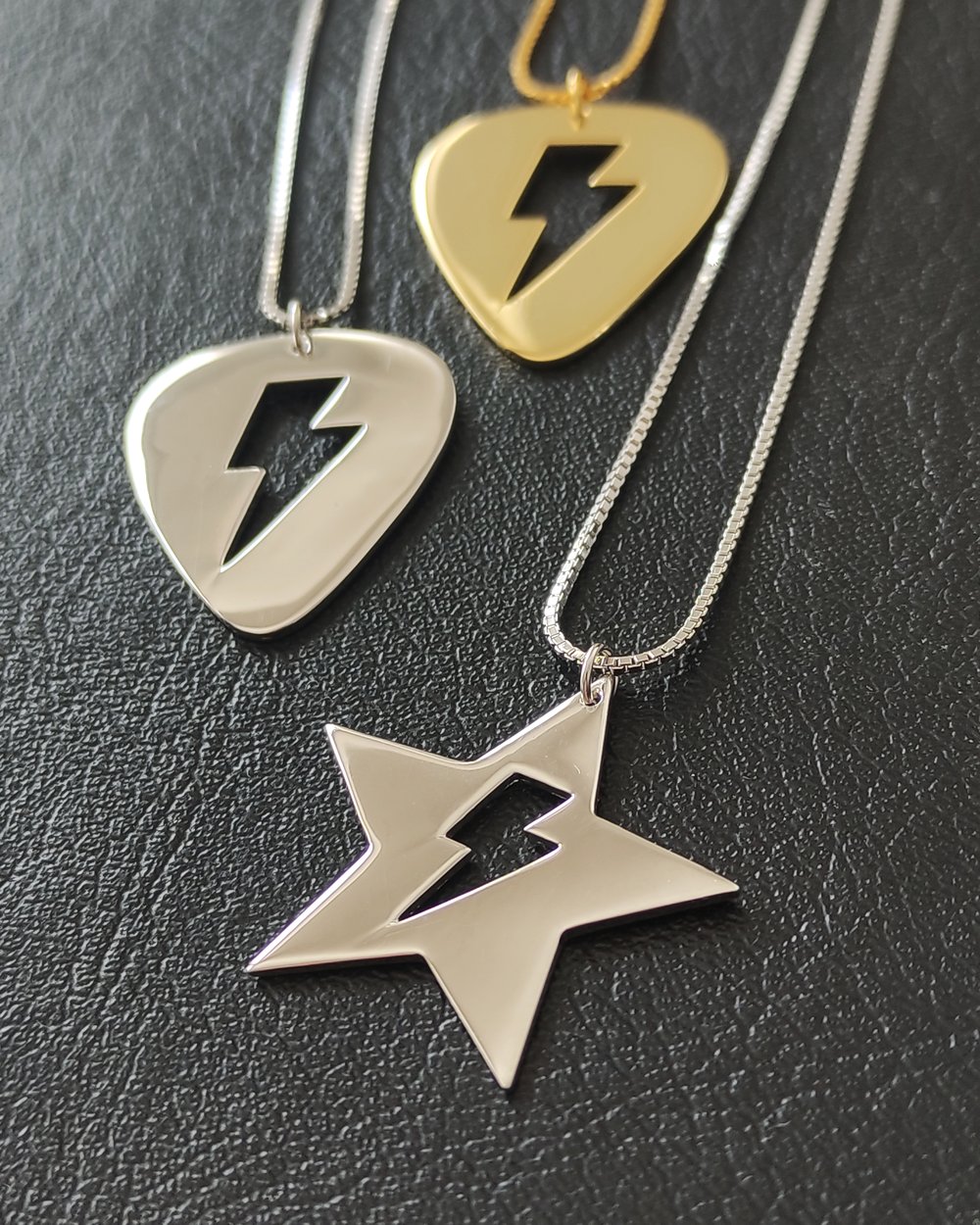 'Flash' Lightning Bolt BlackStar Necklace (925 Silver)