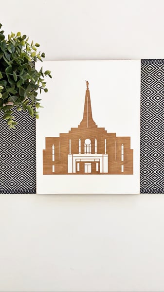 Image of Gilbert Temple Etched Wooden Sign