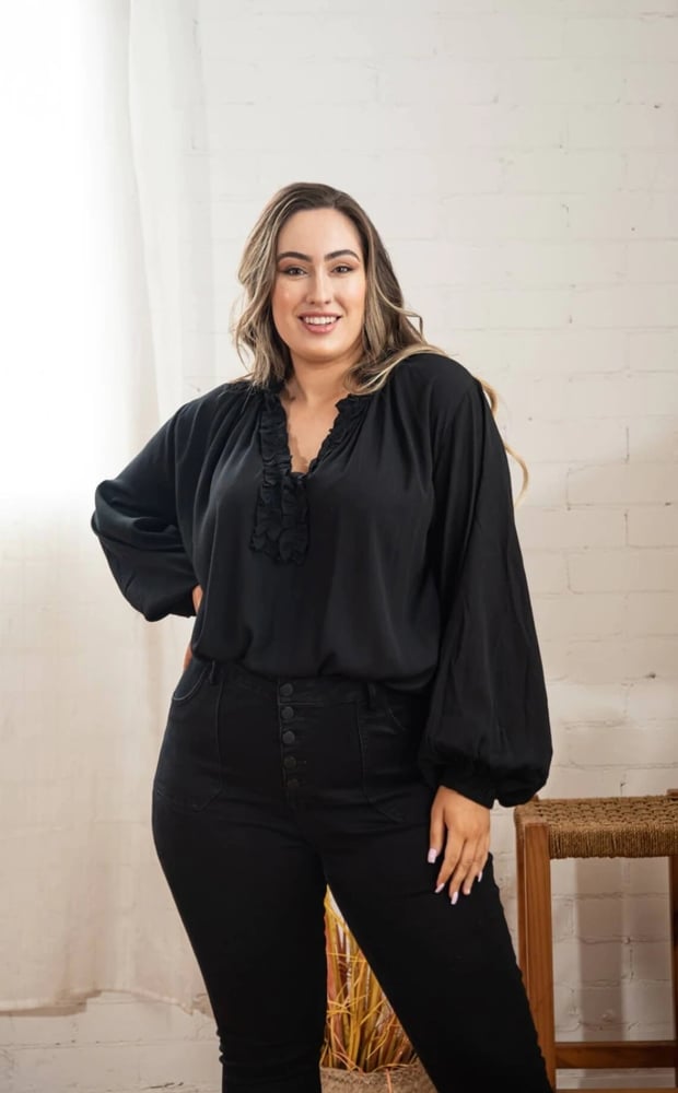 Image of Alessia Blouse Top. Black. Dani Marie the Label