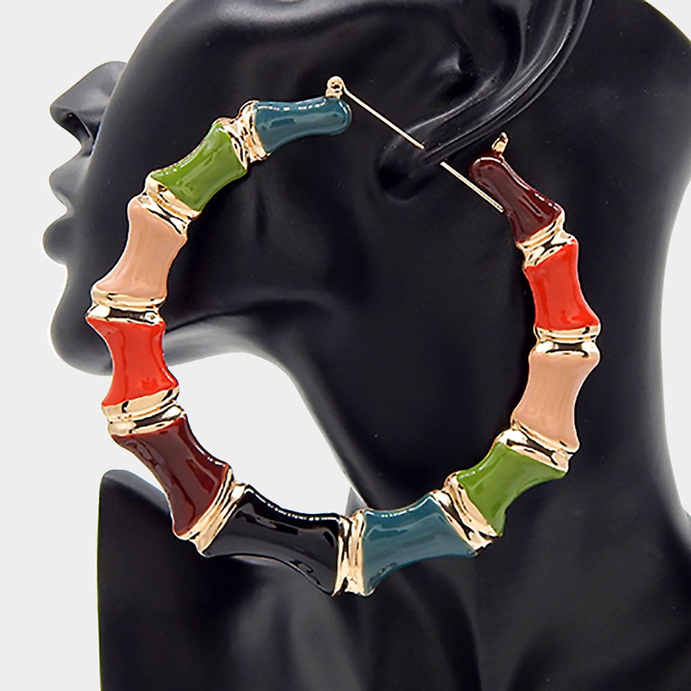 Image of  MULTI BAMBOO EARRINGS (OLIVE)