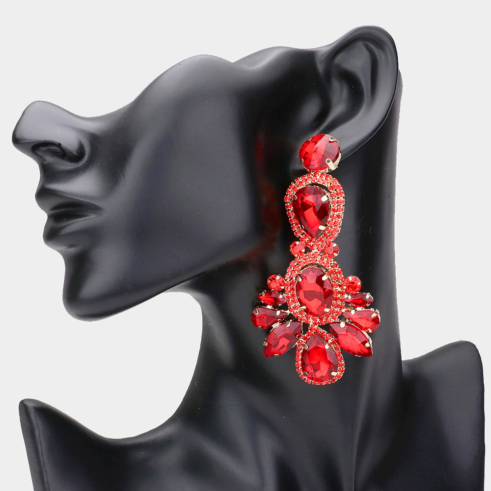 Red deals chandelier earrings