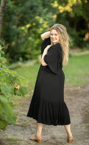 Image of Cleo Short Sleeve Midi Dress. Black. Dani Marie the Label.