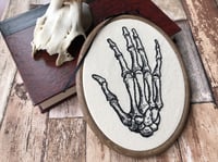 Image 1 of Skeletal Hand Bones 7x5" Embroidery Hoop Ivory