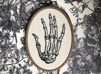 Image 2 of Skeletal Hand Bones 7x5" Embroidery Hoop Ivory