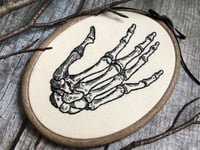 Image 3 of Skeletal Hand Bones 7x5" Embroidery Hoop Ivory