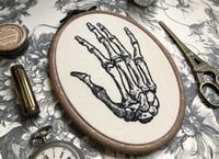 Image 4 of Skeletal Hand Bones 7x5" Embroidery Hoop Ivory
