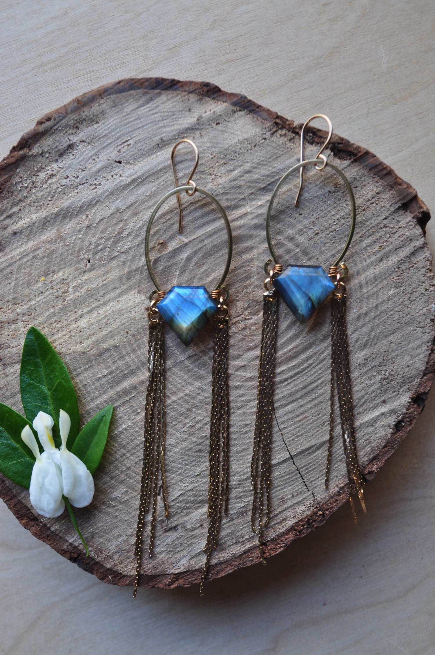 Image of Labradorite Drizzle Dangles - Blue Flash