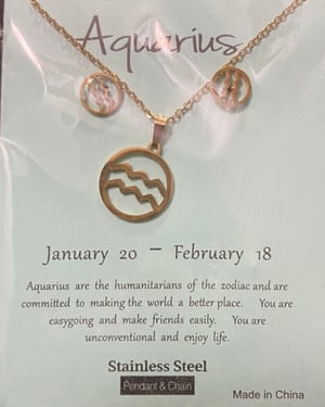 Image of Stainless Steel Zodiac Necklace Sets