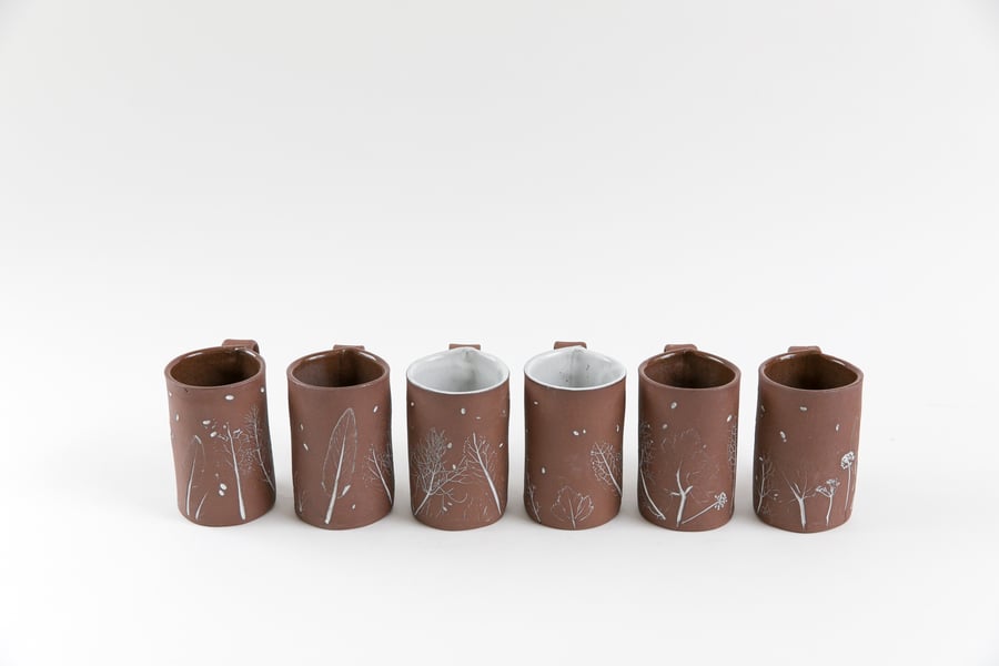 Image of Tall Garden Mugs - Brown Clay