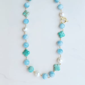 Aquamarine & Australian Pearl Necklace