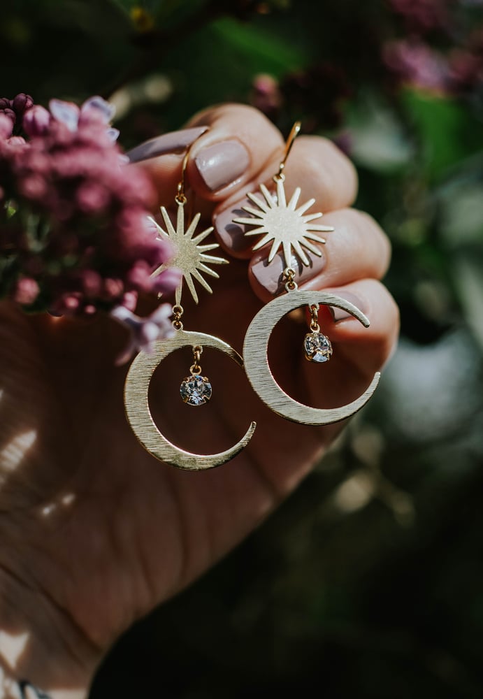 Image of Crystal Moon Earrings