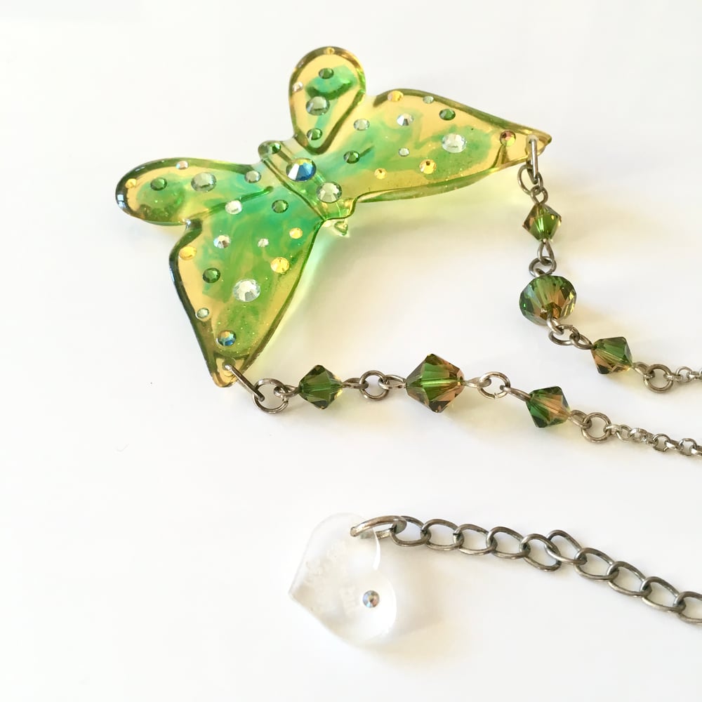 Green/Yellow Ombre Butterfly Resin Pendant