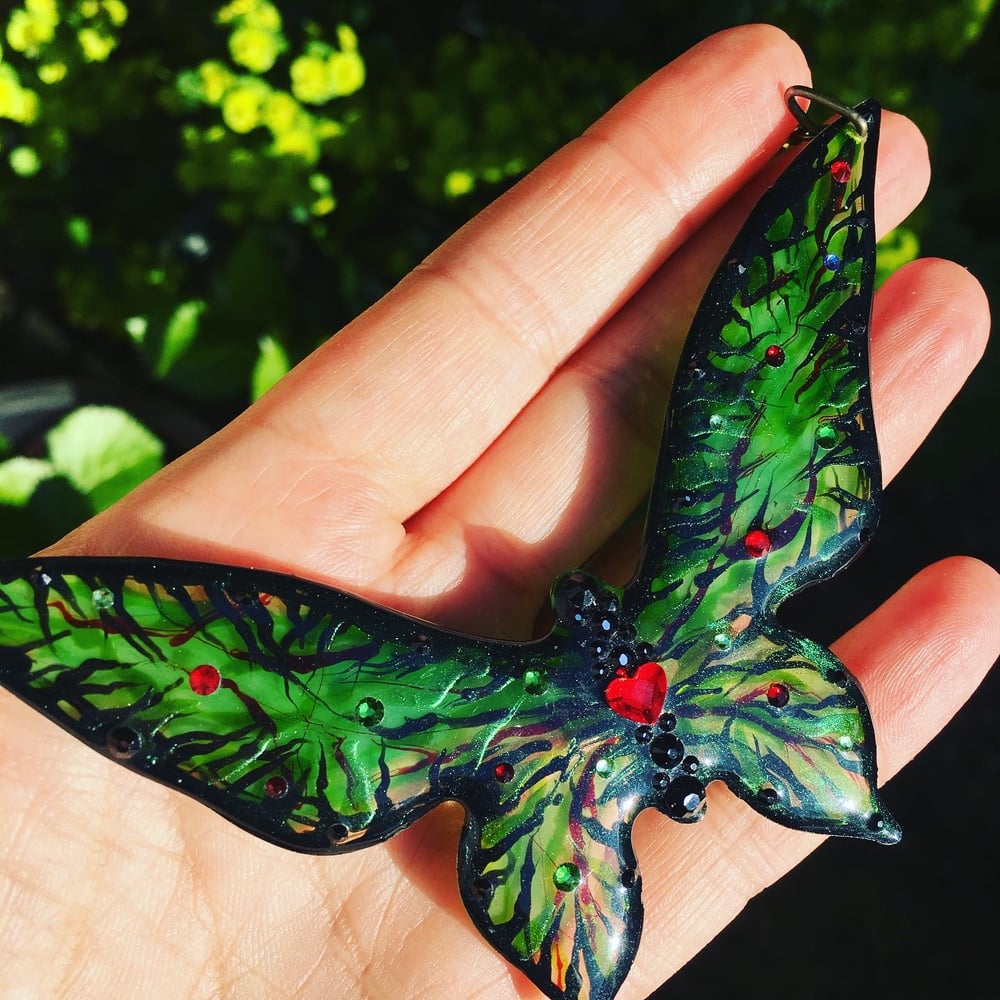 Poison Ivy Large Butterfly Resin Necklace