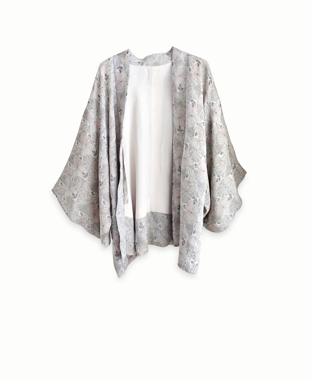 Image of Sølvbronze farvet kort kimono af silke