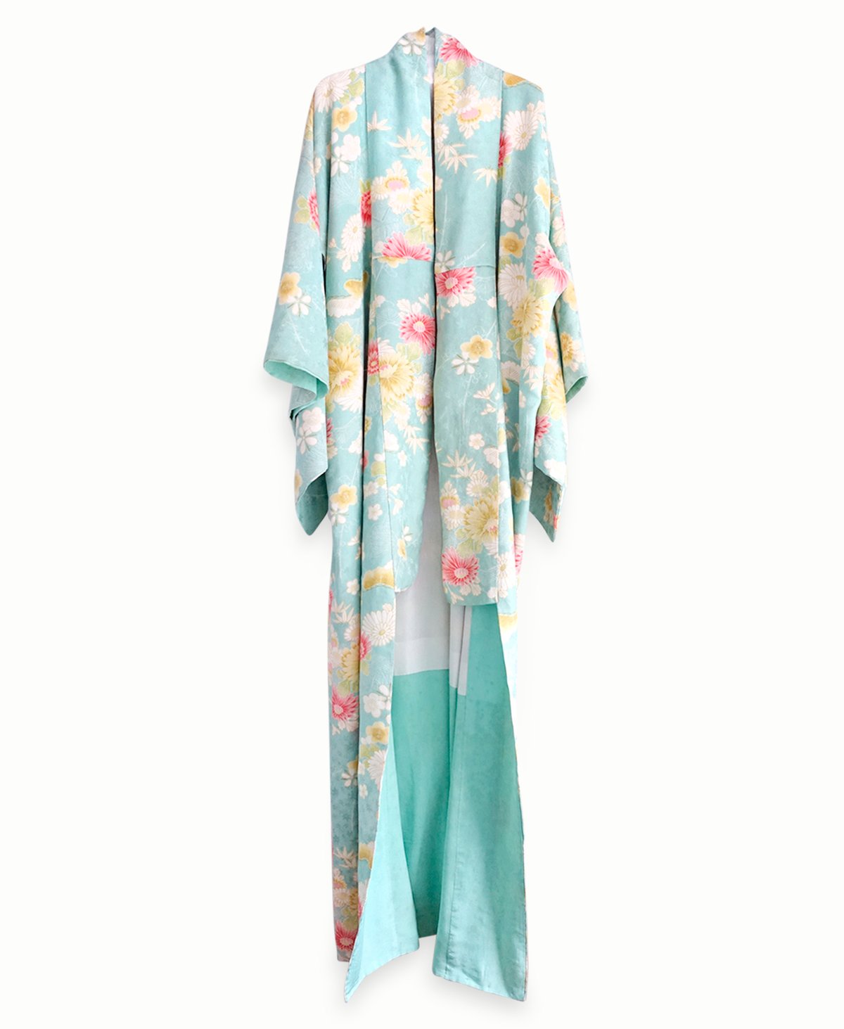 Image of Silke kimono - lyseblå med kirsebærblomster og margueritter /'Too Fairy'