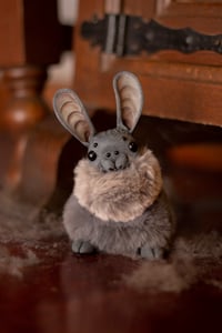 Image 3 of Dust bunny - Grey pompom style - Poseable artdoll