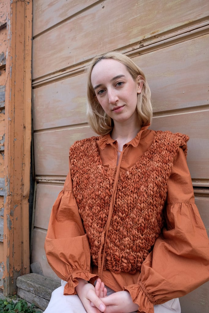 Image of Dryden Vest (Merino Wool in colour rust)
