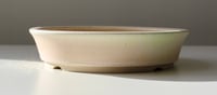 Image 1 of Round bonsai pot in a matte cream glaze. D.174mm