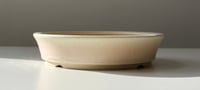 Image 2 of Round bonsai pot in a matte cream glaze. D.174mm