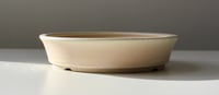 Image 3 of Round bonsai pot in a matte cream glaze. D.174mm