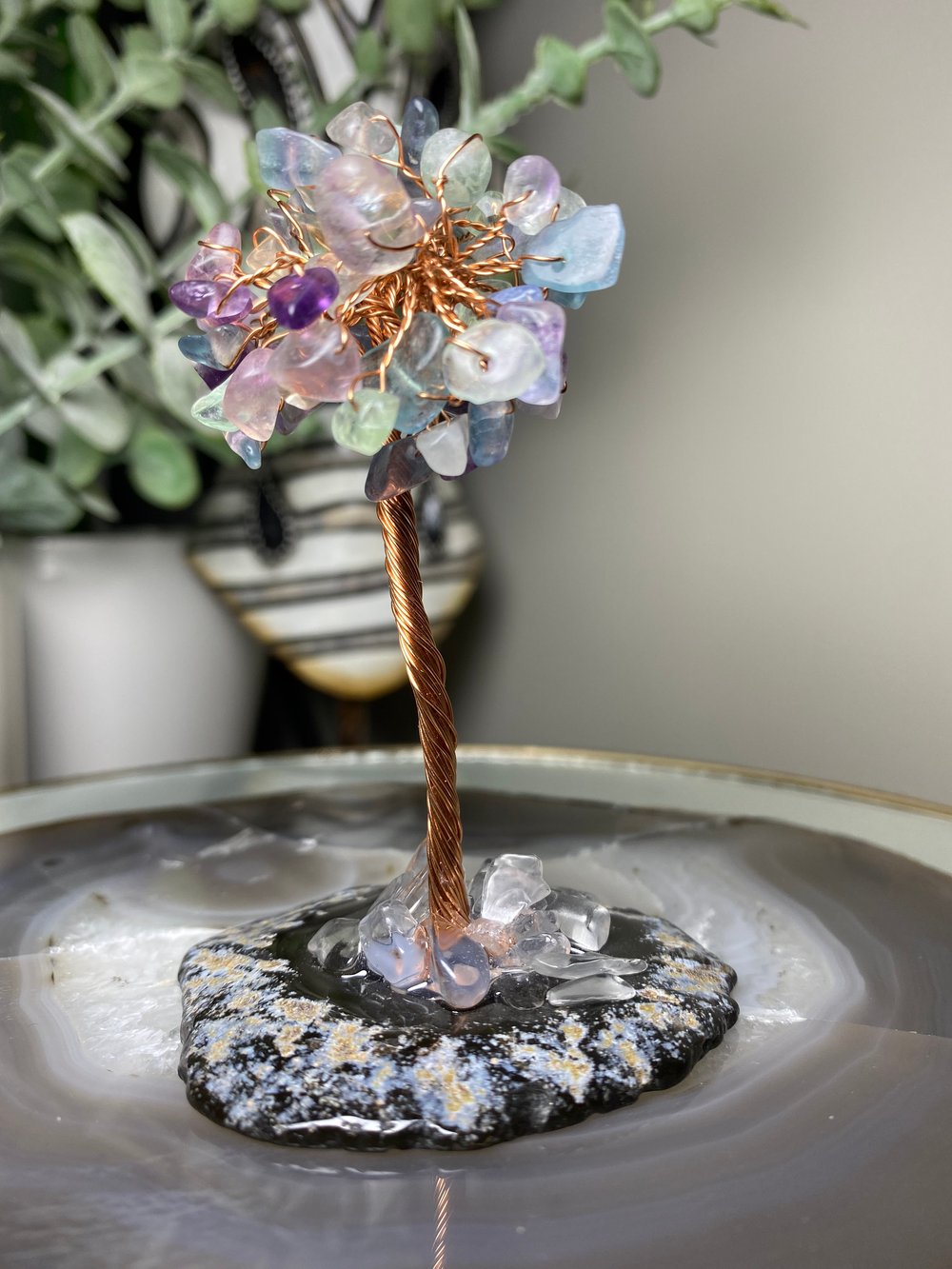 Crystal Trees With Agate Plate