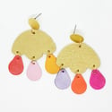 leather rainbow tears drop earrings