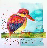 Image 2 of King fisher bird with watercolors