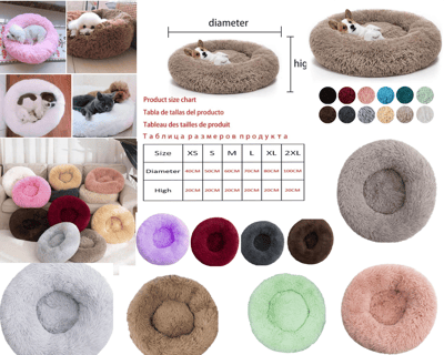 Image of SOFT PLUSH PET BED - 6 SIZES: XS-2XL - 9 COLORS