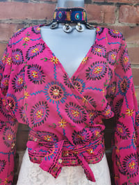 Image 5 of JAMAICA Hot pink embroidered stevie top