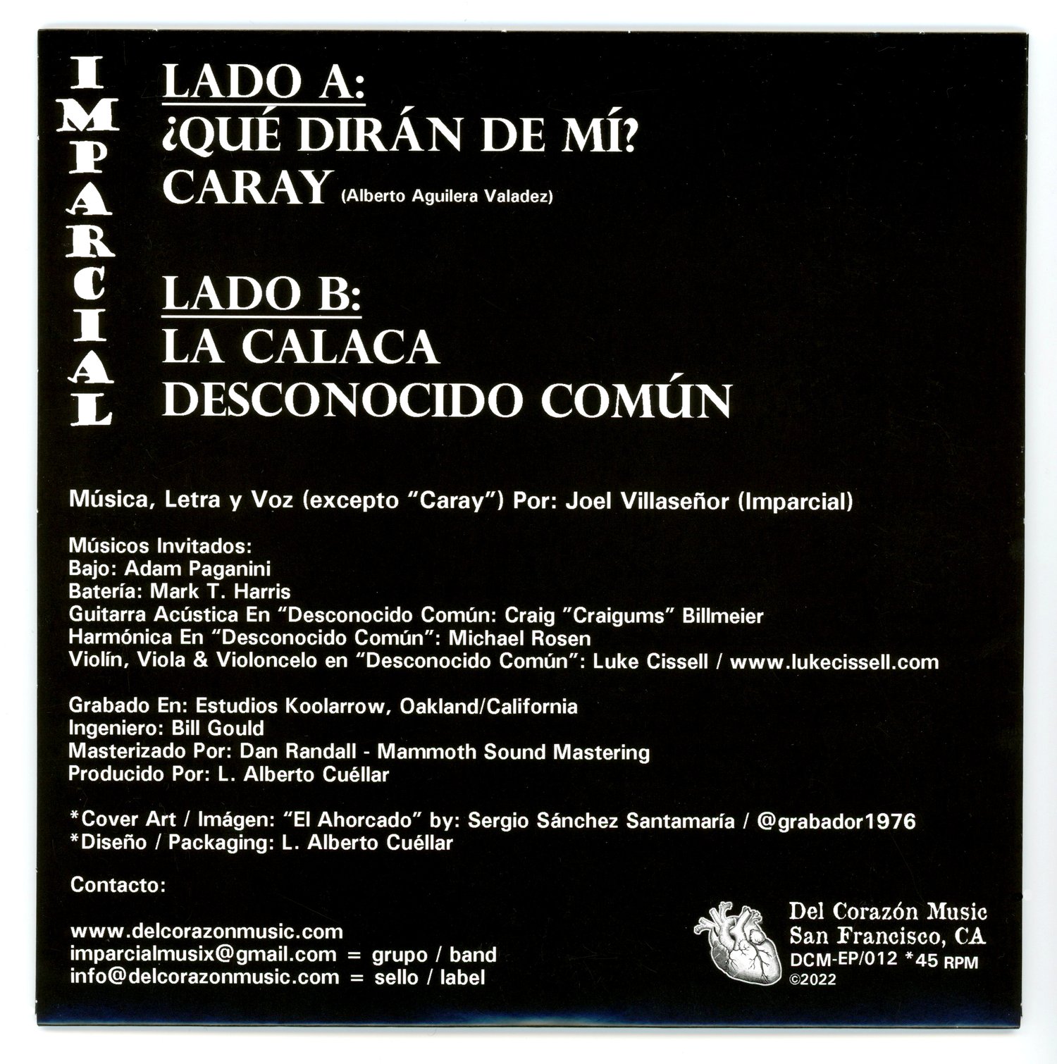 Image of Imparcial (4 Song EP Picture Disc!) - "Desconocido Común" **w/download card